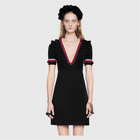 gucci fine viscose dress with ruffles